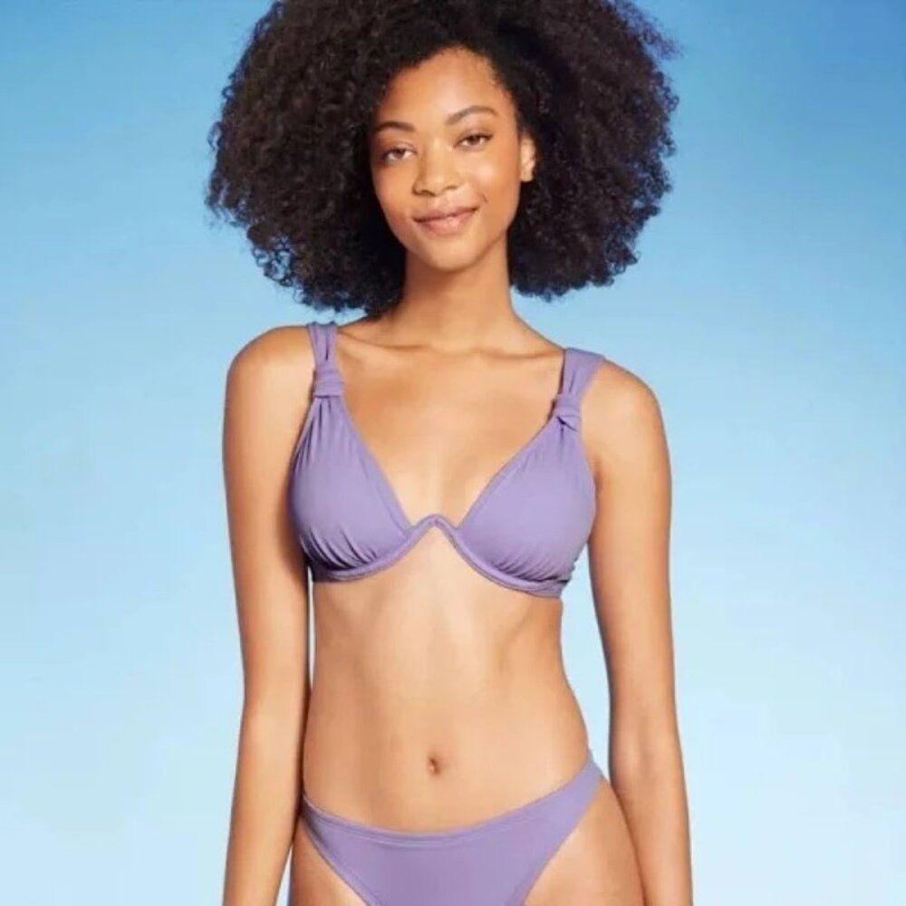 Shade & Shore Knot Detail Underwire Bikini Top - Light Purple | 36C | NWT
